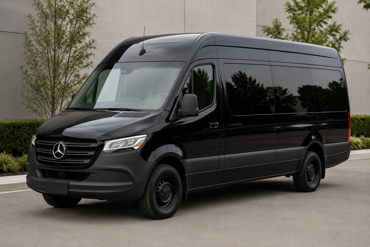 Black Mercedes-Benz Sprinter van